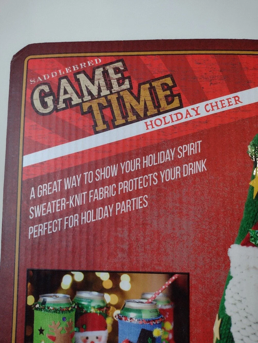 Game Time Red Green Blue Ugly Sweater Can Covers Holiday Set